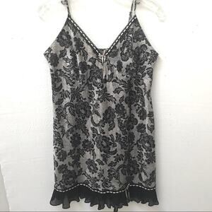 Gilligan‎ & O'Malley Womens Black/Cream Floral Print Silky Slip Dress L